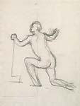 PUVIS DE CHAVANNES, half kneeled figure, black chalk